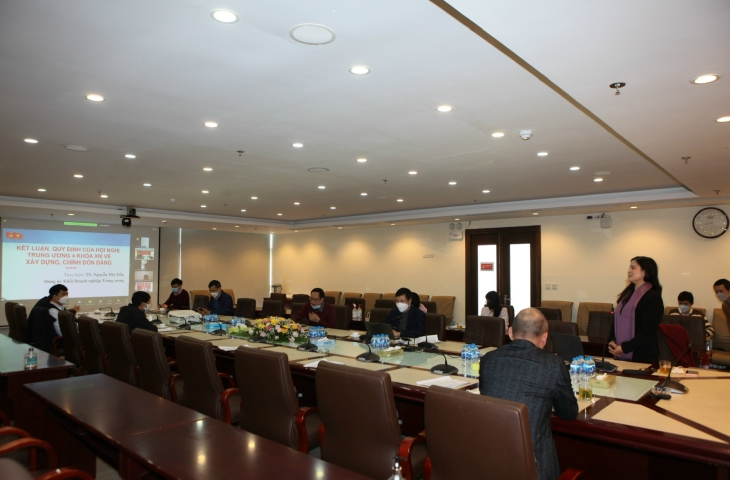 Đảng ủy HUD tổ chức Hội nghị quán triệt Kết luận, Quy định của Hội nghị lần thứ tư Ban chấp hành Trung ương Đảng khóa XIII