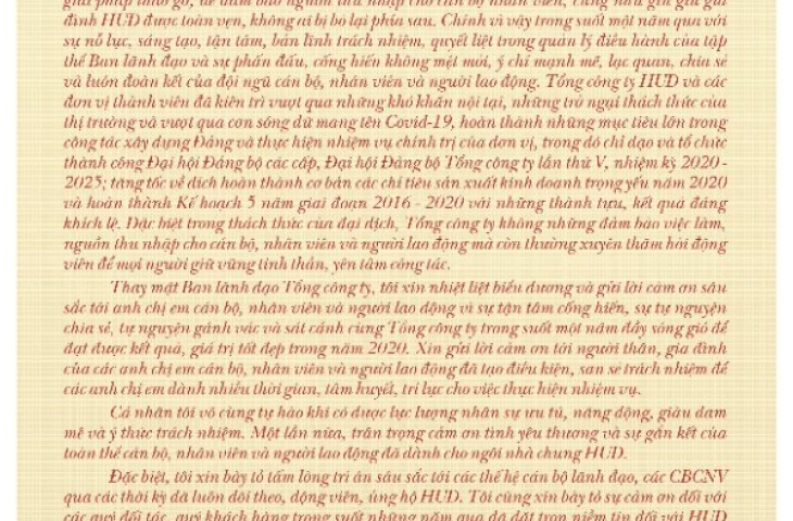 Thư chúc Tết nhân dịp Xuân Tân Sửu 2021 của Đồng chí Nguyễn Việt Hùng - Bí thư Đảng uỷ, Chủ tịch HĐTV Tổng công ty