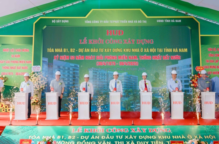 Tổng công ty HUD khởi công xây dựng Tòa nhà B1, B2 Dự án Đầu tư xây dựng Khu NƠXH tại phường Đồng Văn, thị xã Duy Tiên, tỉnh Hà Nam