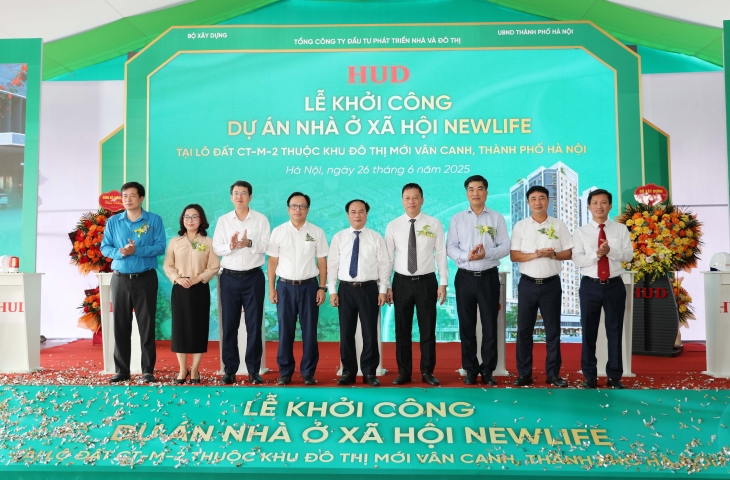 Tổng công ty HUD tổ chức Lễ khởi công Dự án Nhà ở xã hội NEWLIFE tại lô đất CT-M-2 thuộc Khu đô thị mới Vân Canh, Hà Nội