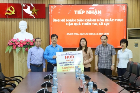Tổng công ty HUD ủng hộ 2.000 thiết bị gia dụng trị giá 1,5 tỷ đồng hỗ trợ người dân vùng lũ tỉnh Khánh Hòa